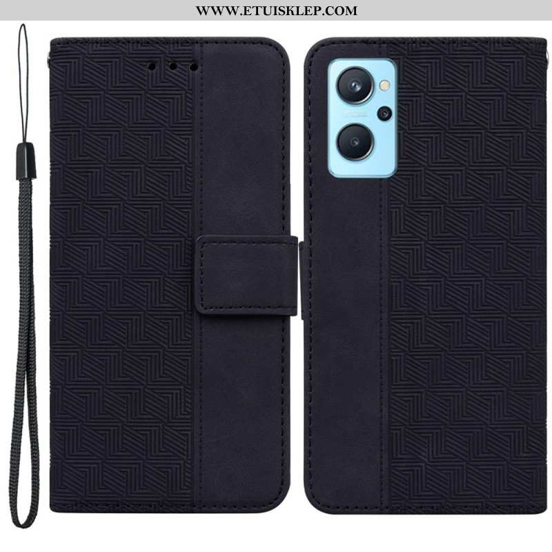 Etui Folio do Realme 9i Pasek Ze Wzorem Zygzakowatym